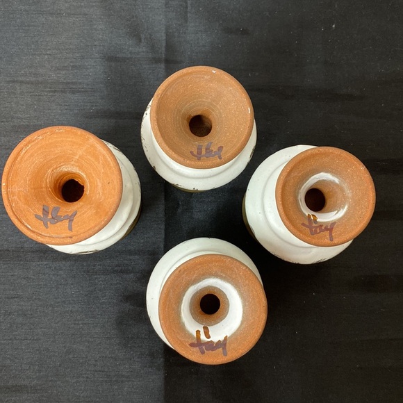 Set of 4 Artist Signed Pottery Goblets - Picture 3 of 4